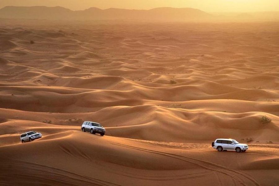 Dubai Desert Safari, Dune Bashing, Camel Ride, Sandboarding & BBQ